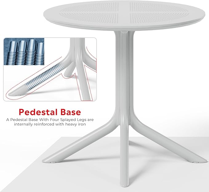 Costaelm Sunshine 31.5" Round Plastic Outdoor Patio Dining Table for 4, Gray