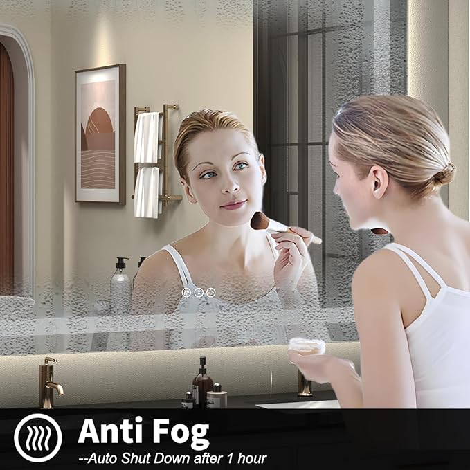 68x48 LED Lighted Mirror for Bathroom Wall Mounted, Dimmable Vanity Mirror with Lights, Anti-Fog, ETL Listed (Backlit and Front Lighted)