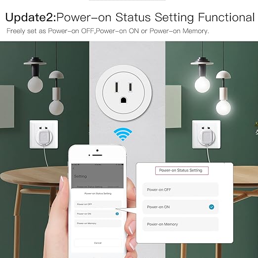 MoesGo Smart WiFi Power Dimmer Plug, Brightness Adjust Timer Socket, Tuya Smart Life App Remote Control, Compatible with Alexa and Google Home, 2 Pack, White