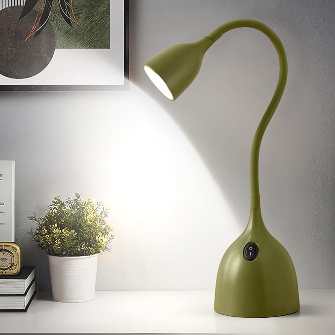 EJIAXIN Gooseneck Desk Lamp 360° LED Flexible Reading Light Small Desk Lamps for Small Spaces Home Office Bedroom College Dorm Desk Bookshelf Nightstand Table Lamp (Green)