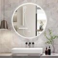 36 Inch Round LED Bathroom Mirror Backlit Anti-Fog Wall Mounted Lighted Bathroom Vanity Mirror 3 Colors Light Dimmable Smart Makeup Mirror with Touch Switch