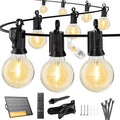 Brightown 75FT 36LED Solar String Lights Outdoor with Remote & USB Port, Shatterproof Bulbs, Dimmable & Timable, 3 Modes, Patio Lights with Mount Clips for Backyard Garden Decor - Last for 36+Hrs
