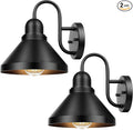 Brightever Gooseneck Outdoor Light Fixtures, 2-Pack Farmhouse Barn Lights for Porch, Industrial Black Exterior Wall Sconce for Garage, Patio, E26 Base Anti-Rust, Bulb not Included