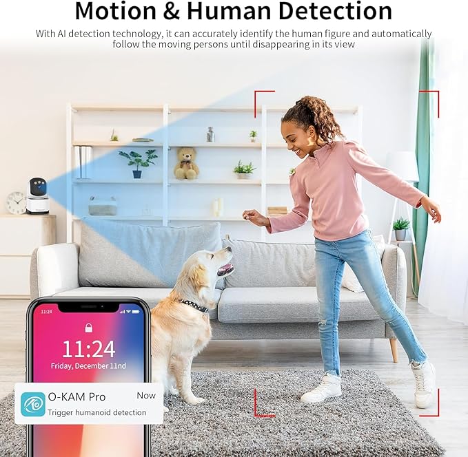 VSTARCAM Pan/Tilt Smart Security Camera, 2K QHD Dog Camera, 2.4GHz with Full Color Night Vision, Motion Detection for Baby and Pet Monitor, 2-Way Audio, Cloud & SD Card Storage(up to 256GB)