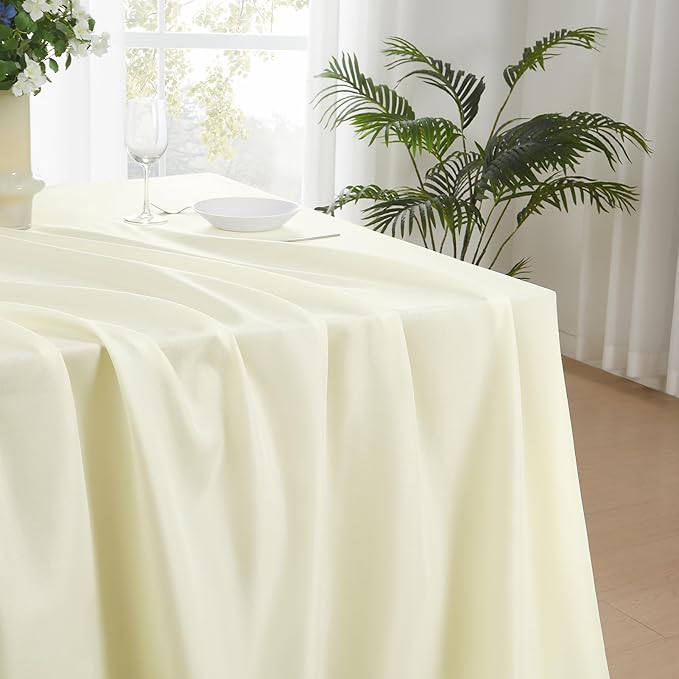 Rectangle Tablecloths 90x132 Inch 8 Pack Ivory Tablecloth for 6ft Washable Decorative Linen Polyester Table Cloths for 8ft Dining Table Banquets Buffet Parties and Wedding