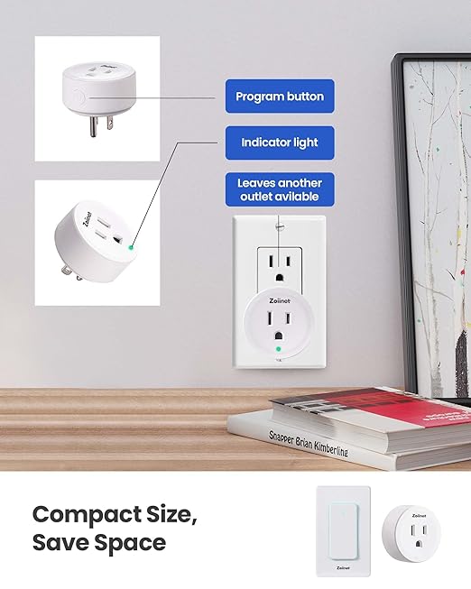 Smart Plug Switch, 2.4G WiFi Outlet Time Switch, Compatible with Alexa, Google Home, Smart Life & IFTTT APP, Voice Control & Timer, Buckle Design & Removable, No Hub Needed, Programmable