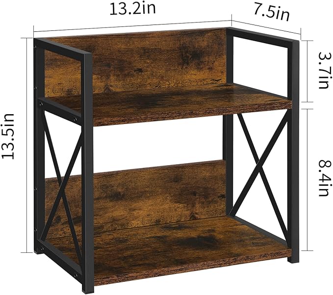 YINMIT Countertop Shelf Organizer,Coffee Bar Accessories,Spice Rack,Coffee Counter Shelf,2 Tier Coffee Organizer Station for Mugs,Cups,Cream,Syrup(Rustic Brown, Medium)