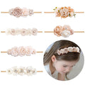 Baby Girl Flower Headband 6 PCS Elastic Hairbands Handmade Nylon Bows Headbands Chic Floral Hair Accessories Kids Gifts for Newborn Infant Toddlers