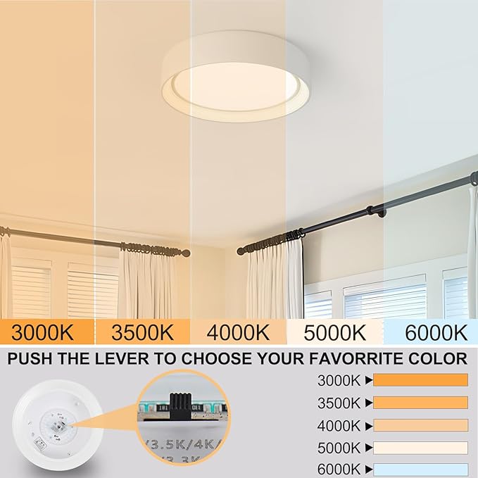 Dimmable Flush Mount Ceiling Light Fixture,15.75 Inch Modern Round White Ceiling Lamp,36W 5CCT 3000K-6500K Lighting for Bedroom,Living Room,Kitchen,Laundry Room