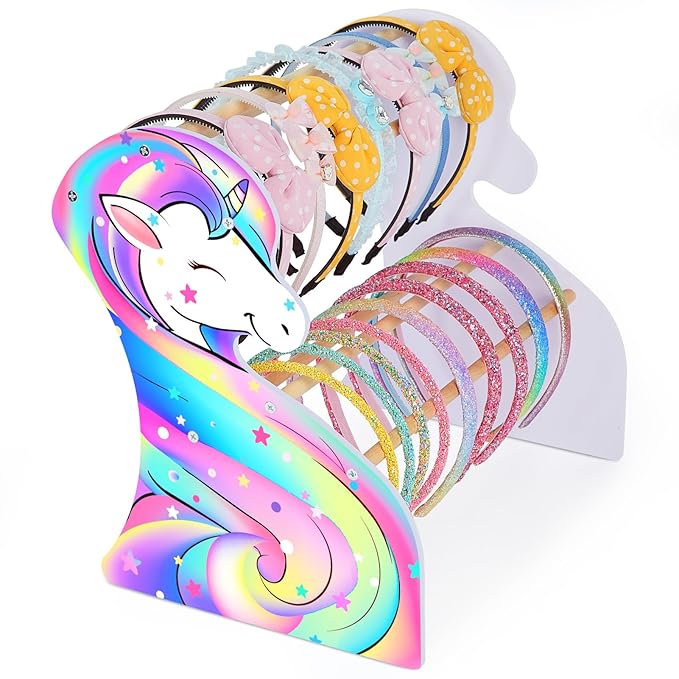 FIOBEE Girls Headband Holder Organizer Unicorn Headband Storage Hair Accessories Organizer Hairband Display Stand Home Room Decors for Kids