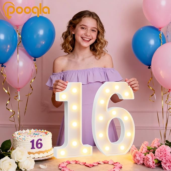 Pooqla 30th Birthday Decorations for Her Him, Large 12.6 in Tall Light Up Numbers for Party Decorations Table Decor, Big Marquee Numbers 30th Birthday Gift for Women Men Wedding Anniversary Decor