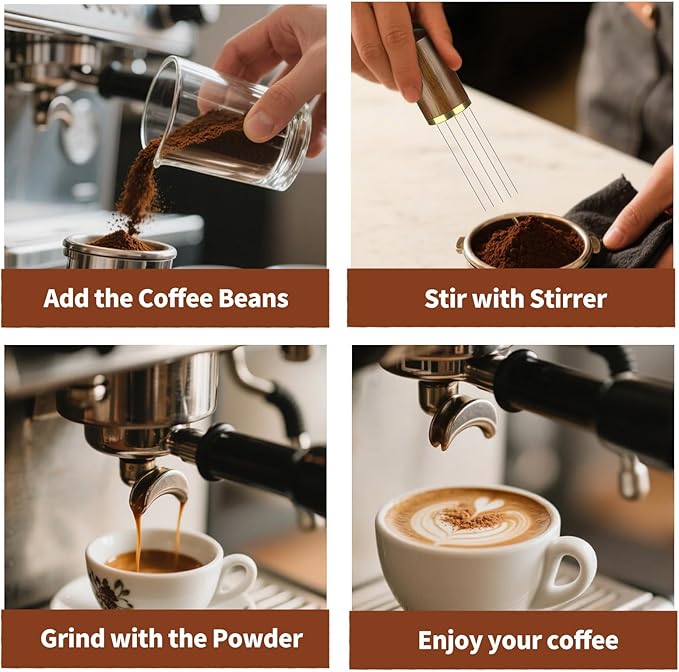 23Pcs Espresso Accessories, 51mm Coffee Espresso Tamper Kit, Espresso Machine Accessories Set, with Espress Stirrer | 350ml Milk Pitcher | Coffee Powder Dispenser | Latte Art Kit for Espresso Machine