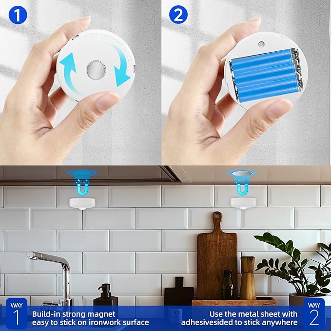 LED Puck Lights with Remote Control, 13 Colors Battery Operated Tap Lights, Dimmer& Timer Under Cabinet Light, Wireless Stick on Light for Closet, Bedroom, Kitchen White 6Pcs