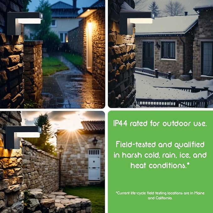 Square Solar Wall Lights - Solar Powered Wall Lamps - LED Lights - PIR Sensor & Two Lighting Modes - Rechargeable Battery Lasts Up to 55 Hours - 3000K - IP44 Weather Resistant - 2 Pack