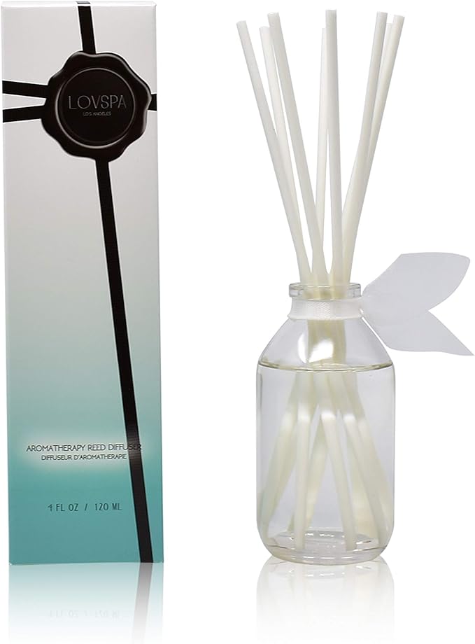 LOVSPA Reed Diffuser Set, Summer Linen Scented Oil Diffuser with Sticks, Home Fragrance Accessories for Bathroom Shelf Decor, Aroma Diffusers for Home or Office Desk, USA Made