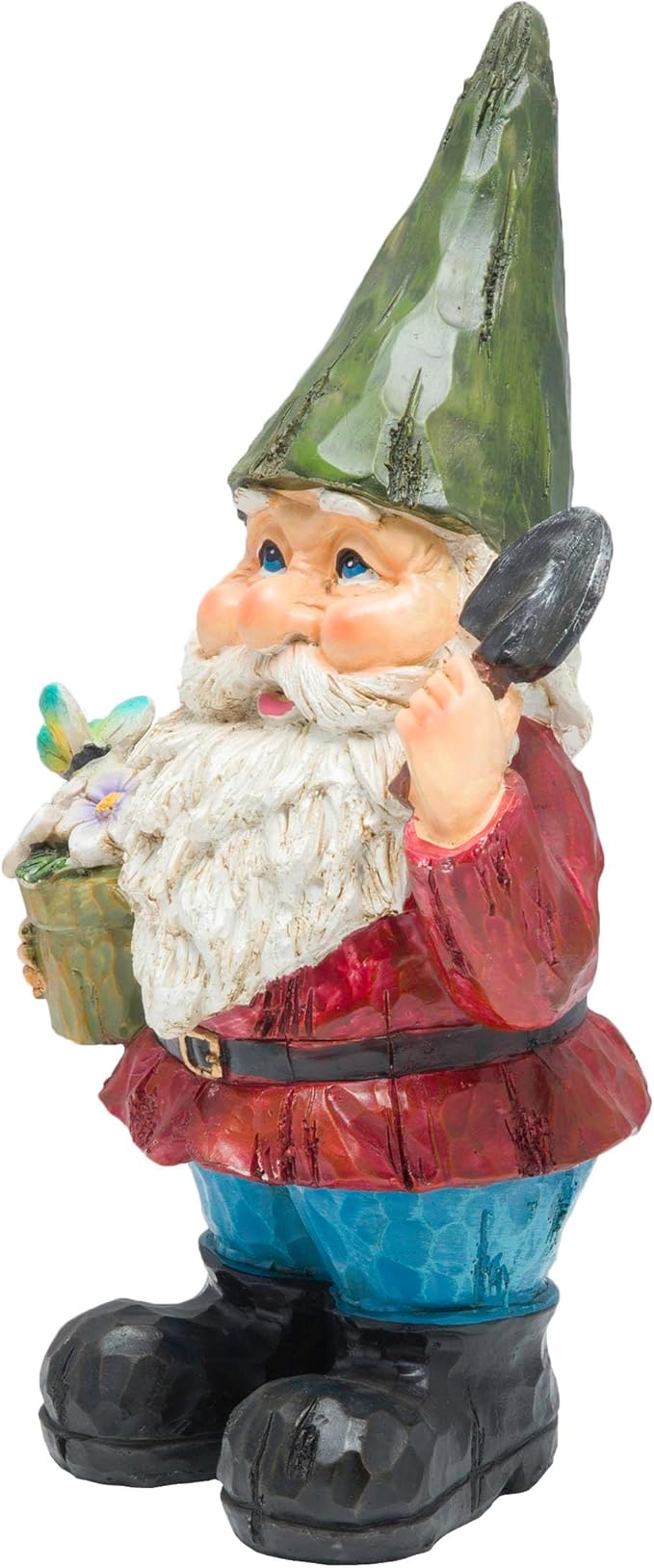 Alpine Corporation 12" Tall Outdoor Garden Gnome with Flower Pot Yard Statue Decoration