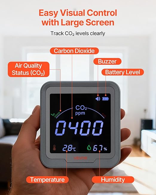VEVOR Carbon Dioxide Monitor, CO2 Controller