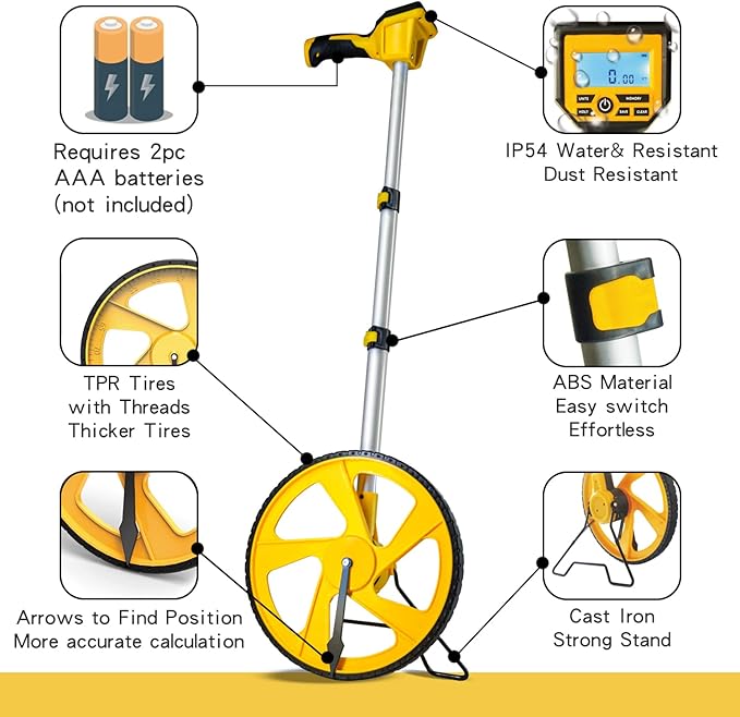 Zozen Measuring Wheel Digital Display High Precision, Premium Measure Wheel with Backlit Display, Multifunction-Metric/Imperial/Hold/Save/Memory etc.
