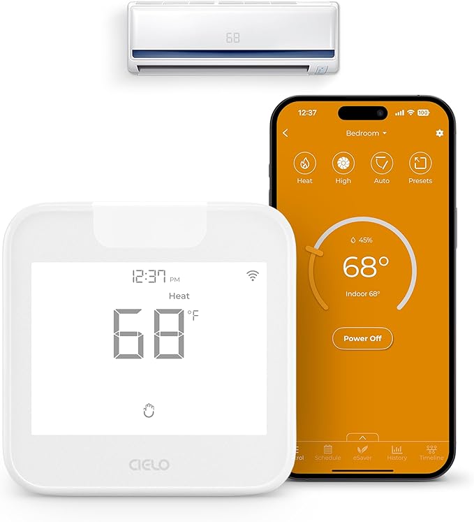 Breez Max | ENERGY STAR CERTIFIED Smart AC Controller | WiFi Thermostat for Mini-Split, Window, Portable ACs/Heat Pumps | AI-Based Tech | Free App, No Subscriptions | Alexa, Google, IFTTT etc. (White)