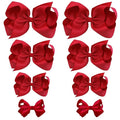 Oaoleer 8PCS Hair Bows for Girls Red Grosgrain Ribbon Boutique Bow Alligator Clips Hair Accessories for Toddlers Little Girls Kids (8inch, 6inch, 4.5inch, 3inch in Pair)