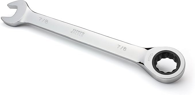 Jaeger 7/8 Inch Ratcheting Wrench with 5° Ratcheting Precision and Hardened, Polished Steel for Projects with Tight Spaces