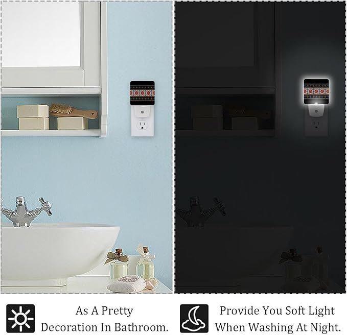 Plug-in LED Night Light, Auto Dusk to Dawn Sensor, Traditional Horizontal (2) Lights for Hallway, Bedroom, Nursery, Kitchen, Stairway, 2 Pack