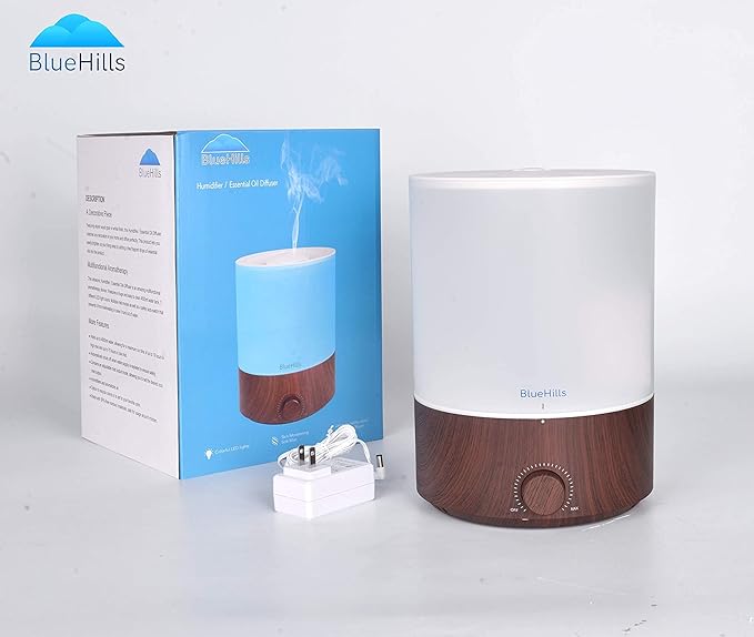 BlueHills Premium Set of Two Large 2500 ML and 4000 ML XL Essential Oil Diffusers Humidifier Combo for Large Room Home with Décor LED Lights Great Gift – Value Pack of Dark Wood Grain