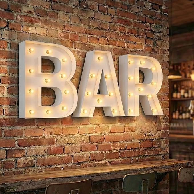 NEONSIGN Premium White Metal Marquee Letters for Wall Decor - 1.5ft to 4ft Large Light Up Alphabet & Numbers - Vintage Industrial LED Sign for Wedding, Party, Business Logo & Home Bar (48 INCHES)