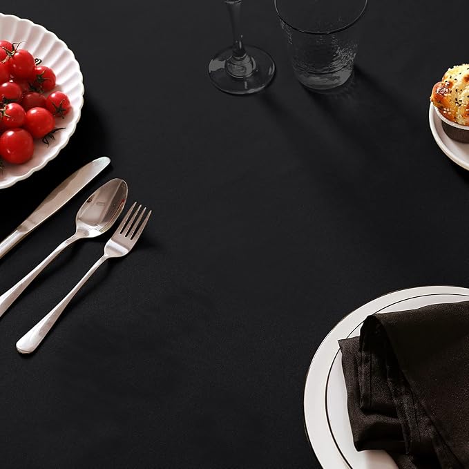 6 Pack Black Round Tablecloths 120 Inches Table Cloth Stain and Wrinkle Resistant Washable Polyester Table Cover Fabric for Party, Wedding,Dining,and Banquet Decoration