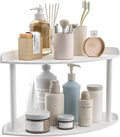 Sezanrpt 2 Tier Acrylic Corner Shelf Organizer Storage 9.5x9.5x8 Inch, White Countertop Corner Shelf for Bathroom, Kitchen, Bedroom, Office, Study Room