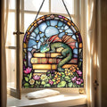 Book Dragon Christmas Ornament Bookish Acrylic Suncatcher Stained Glass Effect Window Hanging for Book Lover Fantasy Reading Nook Decor Gift for Librarian Readers