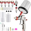 R500 LVLP Air Spray Gun with 10pcs 650ml Disposable Cups 1.3/1.5/1.7/2.0mm Nozzles, Automotive Paint Guns R500 Paint Gun Sprayer for House Painting, Car, Furniture