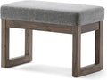SIMPLIHOME Milltown Small Ottoman Bench - 26.8 inch Wide Upholstered Linen Look Fabric Rectangle Footstool Ottoman in Grey, Contemporary Bench for Bedroom or Entryway with Cushioned Seat, Assembled