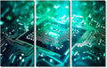 TUMOVO Semiconductor Chip Wall Art Canvas Prints Wall Art Chip Wall Decor 3 Pieces Canvas Wall Art Circuit Board Painting Room Wall Decor Modern Artwork Stretched and Framed Ready to Hang, 60" Wx40 H