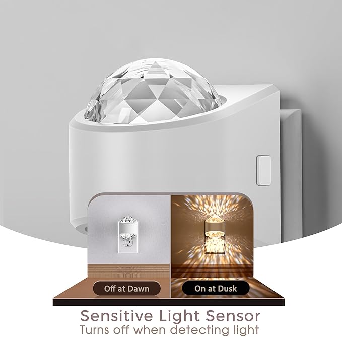 Briignite Night Light, Night Lights Plug into Wall, LED Projector Night Light, Soft White for Bedroom, Dimmable Brightness Dusk to Dawn Nightlight for Kids, Nursery, Bathroom, Home Decor, Gaming Room