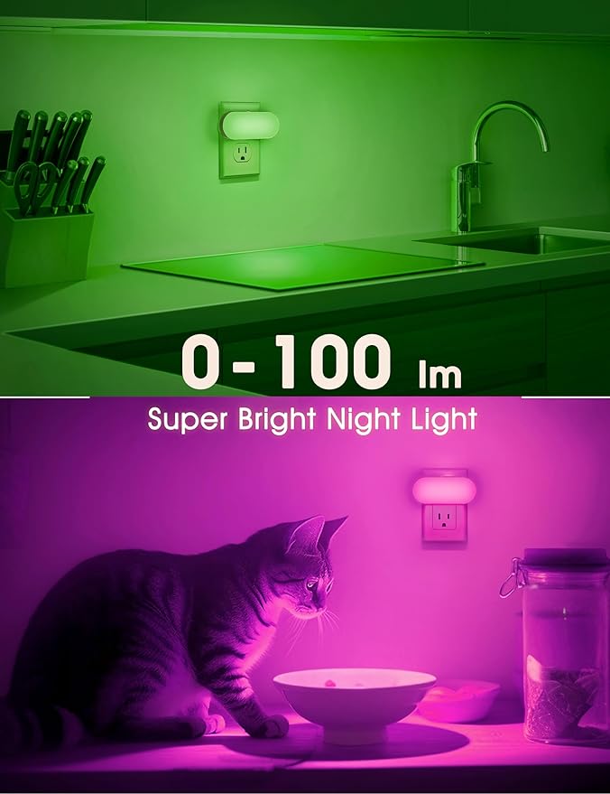 DORESshop RGB Night Lights Plug into Wall, 4 Pack Dusk to Dawn Color Changing Night Light Night Light for Bedroom, Kids Room