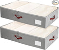 Criusia Under Bed Storage Bins with Clear PVC Lids – 2 Pack Large Underbed Organizers with Heavy-Duty Handles, Reinforced with 800G PP Panels & 80G Non-Woven Fabric – Waterproof & Foldable, Gery