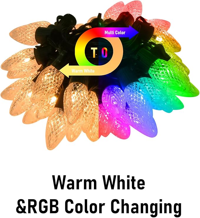 Smart C9 Christmas Lights Outdoor, 134 Feet 150 LED C9 String Lights App Control, 105 Light Modes, Waterproof Commercial Grade Connectable RGB Christmas Tree Lights for Indoor Outside Roofline Patio