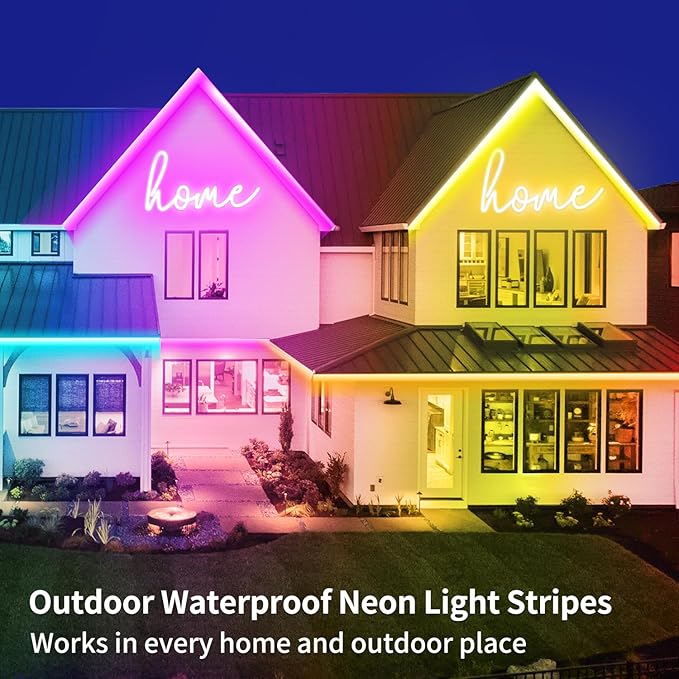 66FT Led Neon Rope Lights Control with App/Remote,Flexible Led Rope Lights,Multiple Modes,IP65 Outdoor RGB Neon Lights Waterproof,Music Sync Gaming Led Neon Strip Lights for Bedroom Décor