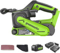 Greenworks 24V Brushless Cordless 3in. x 18in. Belt Sander Kit with Dust Bag and 60 Grit Sandpaper, Portable Battery Powered Belt Sander with 4Ah Battery and Charger
