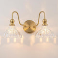 Vintage Bathroom Light Fixtures Over Mirror, 2-Light Brass Wall Sconce Lighting with Flower Glass Shade, Farmhouse Vanity Lights for Bedroom Kitchen Living Room Hallway Light