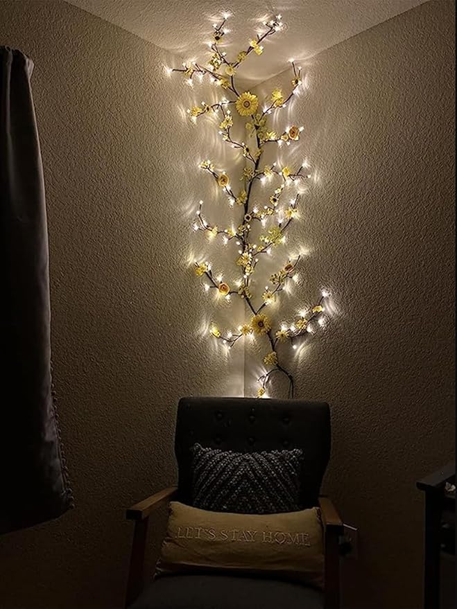 Lighted Willow Vine with Remote Control On/Off Timmer Dim,7.5Ft Christmas Swags Decorations Artificial Branches with 144LEDs Enchanted Vine Lights(Plug in) for Walls Bedroom Décor(1PCS)