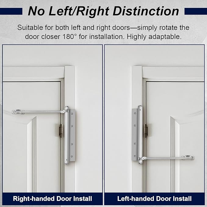 Automatic Door Closer Stainless Steel Soft Close Safety Spring Door Closer for Home Hotel with Screws, Brushed Nickel