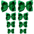 Oaoleer 8PCS Hair Bows for Girls Green Grosgrain Ribbon Boutique Bow Alligator Clips Hair Accessories for Toddlers Little Girls Kids (8inch, 6inch, 4.5inch, 3inch in Pair)