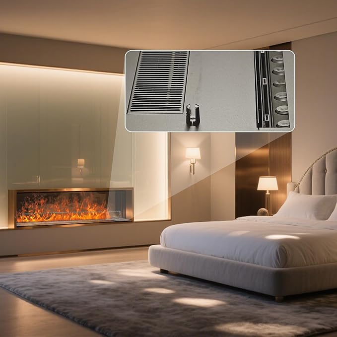 47.2" 3D Water Vapor Electric Fireplace Heater - Humidifier Function,Smart APP/Remote Control,Colorful Realistic Flame, Decorative Steam Atomizing Fireplace for Home, Office, Hotel & Restaurant