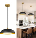 kudos 15 Inch Large LED Pendant Lights, Black and Gold Pendant Light Fixtures, Modern Hanging Lights for Kitchen Island, Dining Room, Living Room, Bedroom, 5CCT Adjustable, KDPL02-BK