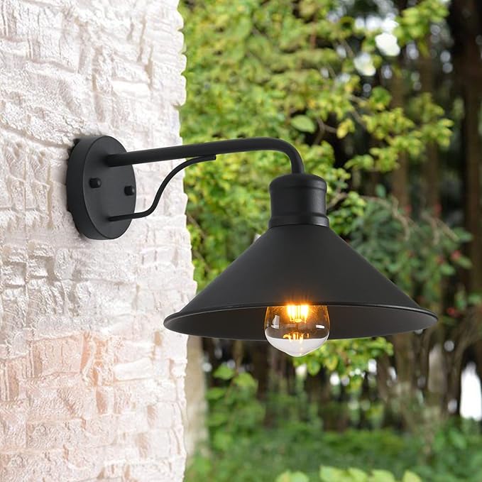 2 Pack Outdoor Wall Lights Wall Mount for House, Porch Light Fixtures, Matte Black Modern Farmhouse Wall Sconce, Classic Barn Lights Outdoor & Indoor-E26 Socket