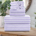 Oliven 8 Pcs Purple Cabana Stripe Large Bath Sheet Set Oversized Bath Towel-2