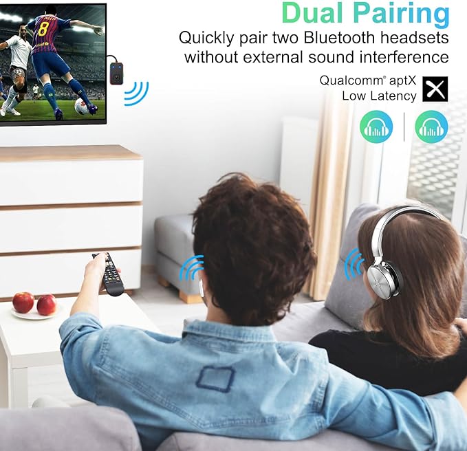 2025 Beeitzie Ultra Airplane Bluetooth 5.4 Transmitter for All Headphones, aptX LL, Supports 2 Headphones/AirPods, Wireless Audio Adapter for in-Flight, TV, Gym, Tablets，Metal Frame