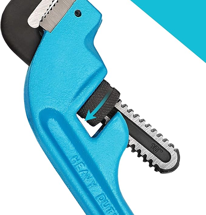 DURATECH 10-Inch Offset Pipe Wrench, Heavy Duty End Pipe Wrench, Cast Iron Handle, Adjustable Plumbing Wrench